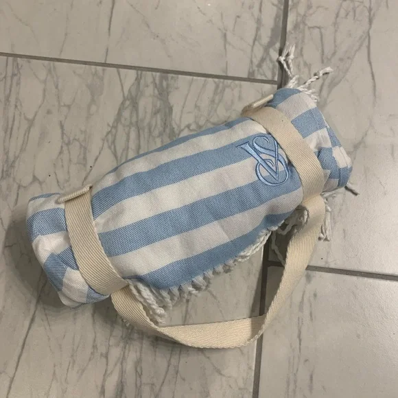 Victoria's Secret Blue and White Striped Beach Towel - Picture 2 of 4